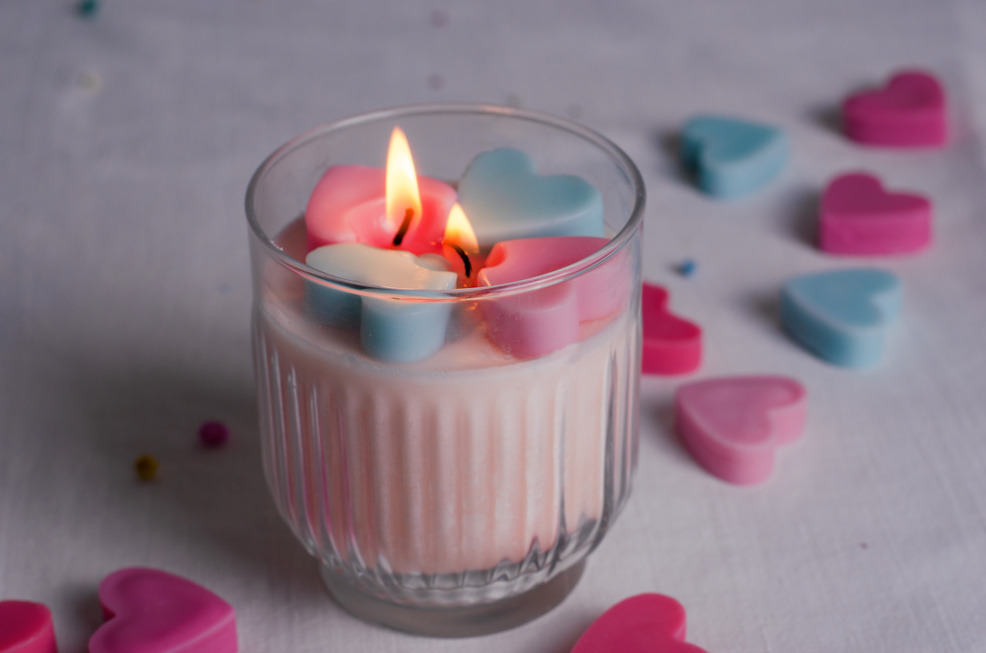 Soy Candle, Heart Shaped Handmade Scented Candle in a Glass
